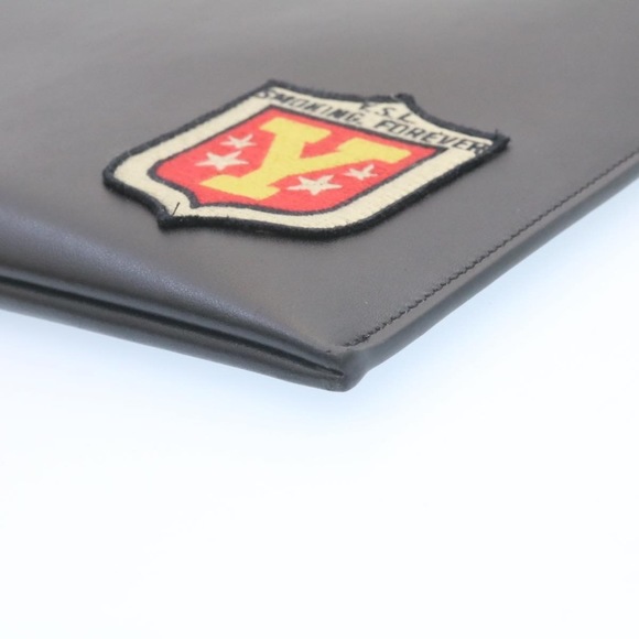 SAINT LAURENT Clutch Bag Leather Black Auth am1932gA - Picture 8 of 16